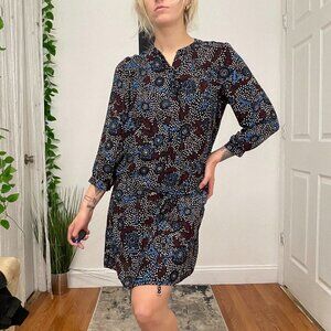 Rebecca Minkoff Knee Length Shirt Dress 3/4 Sleeve Size S Brown/Blue